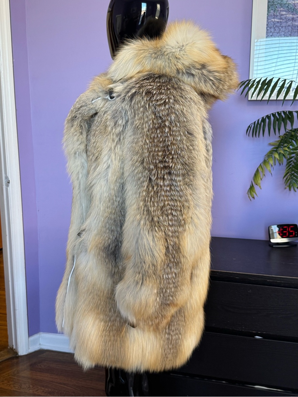 Golden island gold fox Luxurious Natural Fur Coat -Honey Blonde Tones Men  hood - Picture 13 of 16
